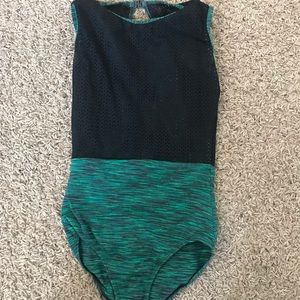 green and black leotard